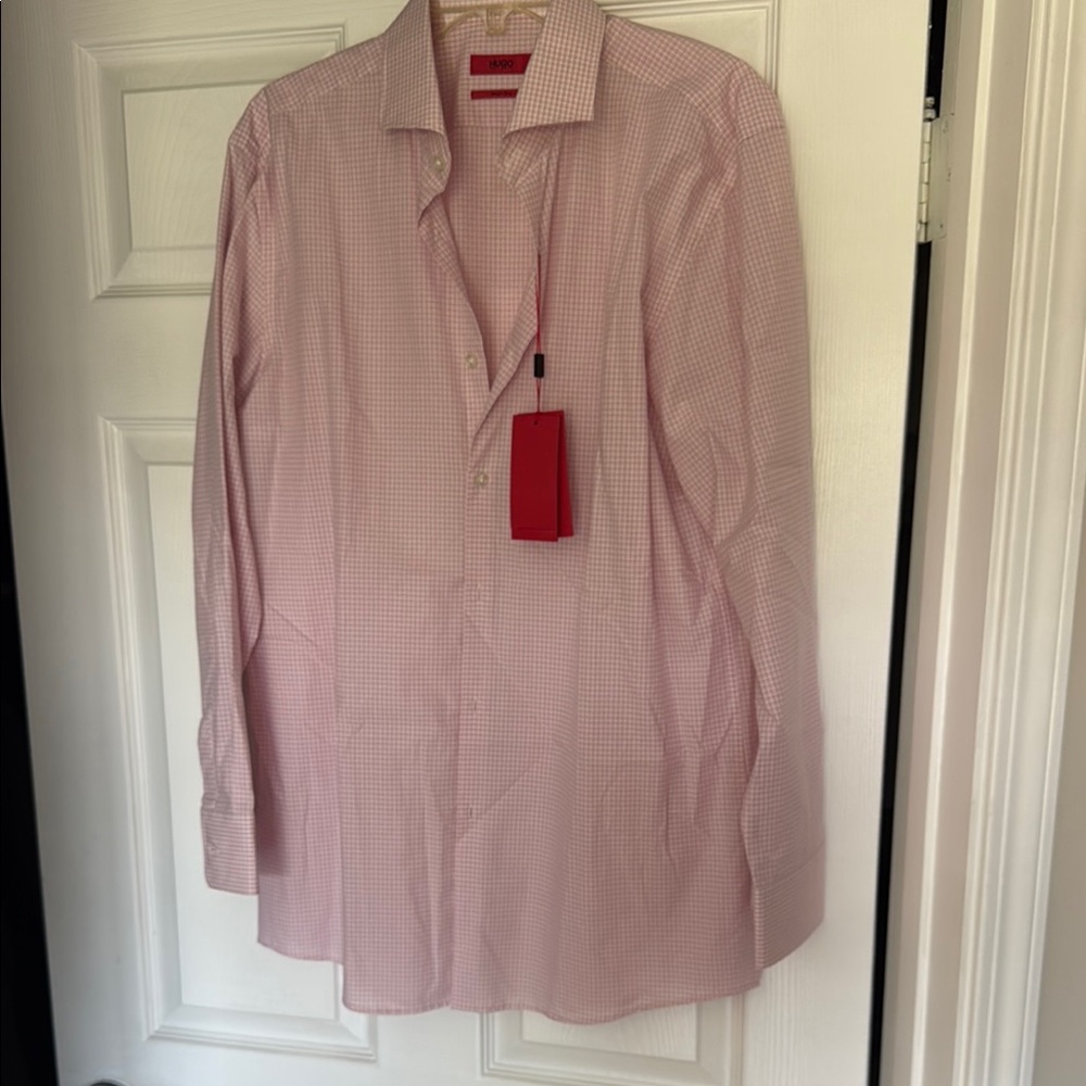 HUGO Pink Dress Shirt Classic Long-Sleeve